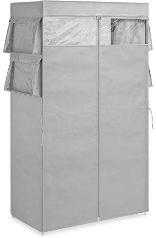 Whitmor, Gray Covered Wardrobe with Accessory Storage
