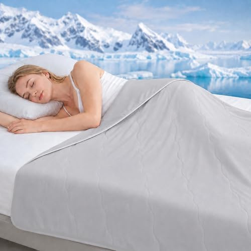 Yanghad Coperta Rinfrescante 150x200 cm, Q-Max >0,4 Coperta Refrigerante Letto, Copriletto Estivo Singolo Double Face, Leggera Traspirante Anallergica, Coperta Estiva Matrimoniale (Grigio)