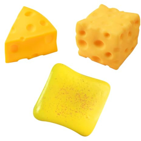 HTTDSLF 3 Pezzi Cheese Squishy Toy, Giocattoli Morbidi da Schiacciare, Squishys Al Formaggio Giallo, Antistress Giocattolo per Bambini e Adulti, Regalo di Natale