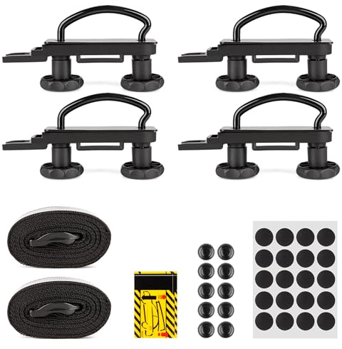 4er-Set Dachbox U-Bolzen Klemmen, verbesserte Dachgepäckträger-Befestigungsschrauben, Montagekit für Auto und Van, 85 mm Innenbreite Metall-U-Halter Clips mit 8 Sicherungsmuttern und 2 Gurten