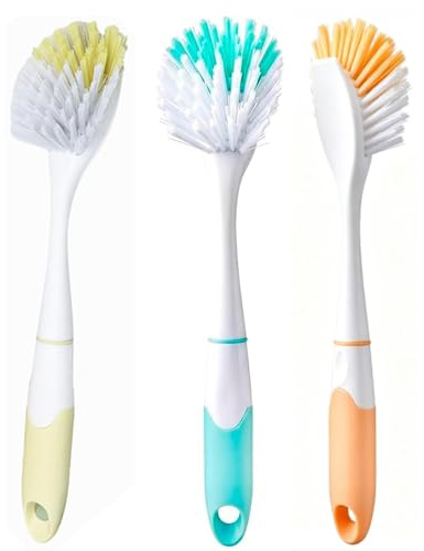 3 PCS Long Handle Dish Washing Brushes, Kitchen Scrubbing Brush Set