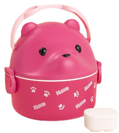 Generico Contenitori portapranzo per bambini | scatola per il pranzo isolata a forma di orso - Organizer per il pranzo con maniglia per trasporto di sicurezza per microonde per bambini adulti