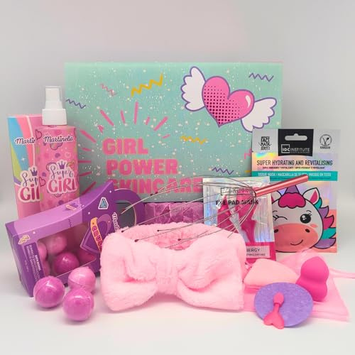 Set Skincare 'Girl Power' per Bambini - Kit per la Cura del Viso e del Corpo con 17 Accessori + Confezione Regalo
