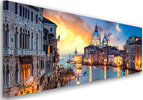 Feeby Bild auf Leinwand - Wandbilder Wohnzimmer Aesthetic - Venedig Architektur - 150x60 cm 1tlg - Schlafzimmer Wandekoration - Bilder Zimmer - Living Room - Deko Wandbilder - Moderne Bild