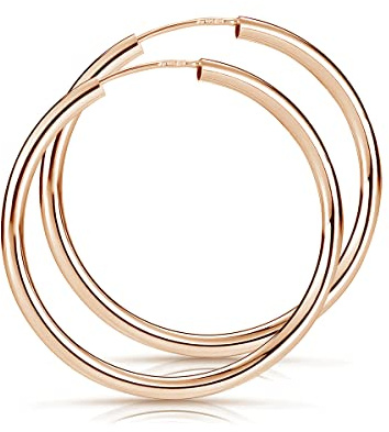 MATERIA by Matthias Wagner Rosegold Creolen Damen Mädchen 29mm Gold Ohrringe 925 Silber rosé vergoldet flexibel SO-366