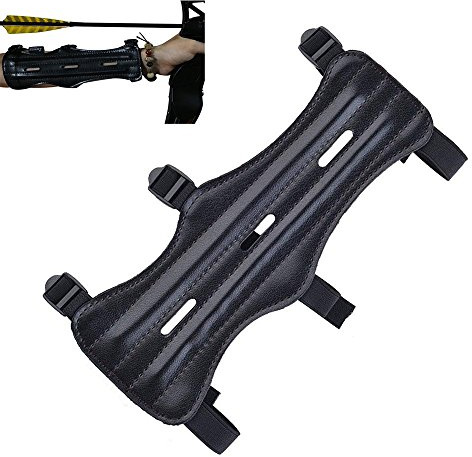 Wolike Pu Leather Arm Guard Archery Hand Guard Soft Archery Armguard with Adjustable Straps, Suitable for Protecting Arms (Black)