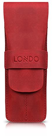 Londo Echtleder Stift- und Bleistiftetui mit Umklapp-Flap, Schreibwaren Tasche – Zwei Fächer