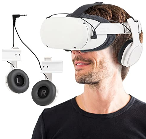 Globular Cluster Stereo VR Headphones Compatible with Meta Quest 2, On Ear Bass, 3D 360 Degree Sound,White