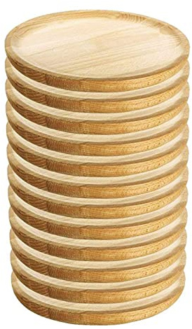 Artema Lot de 12 assiettes rondes en bois, diamètre 16 cm, lot de 12 petites assiettes de présentation, pieuvre galicienne