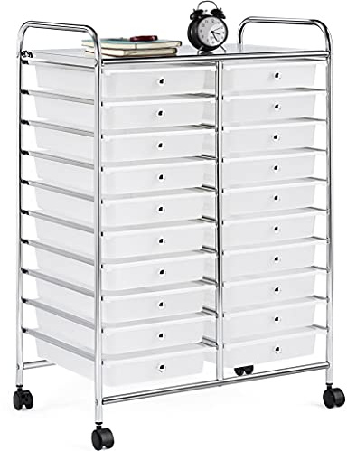 Yaheetech Chariot de Rangement avec 20 Tiroirs, 62,5 x 36 x 91 cm, Blanc