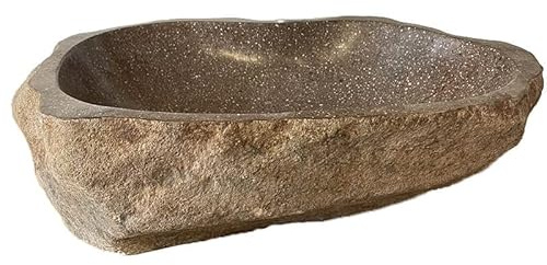 Océan Line Racotta - Lavabo de 40 cm en piedra de río marrón con tonos rojos