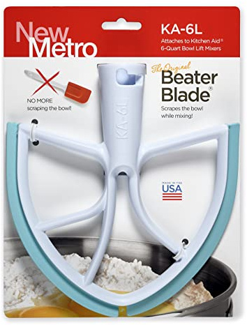 New Metro Design KA-6LAQ Plastic Beater Blade, works w/most KitchenAid 6 and 7 Qt Bowl-Lift Stand Mixers, Aqua