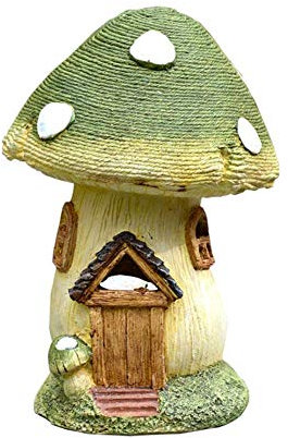 YTOOZ Statuen für den Garten im Freien, Pilz-Skulpturen aus Harz, süße Terrasse, Hof, Rasen, Basteln, Ornamente, handbemalte Figuren, Grün, 30 x 29 x 40 cm (12 x 11 x 16 Zoll) Geschenk