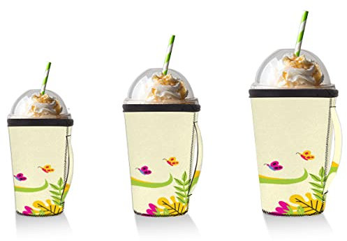 Set mit 3 Packungen wiederverwendbare Heiß- und Eiskaffeebecher Hülse Cartoon Dinosaurier Muster Neopren Tumbler Sleeve Beast (16,24,32 g)