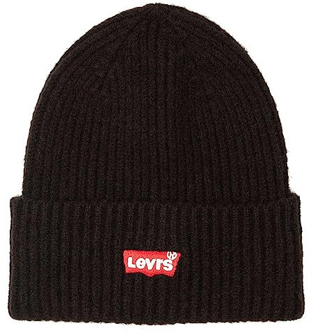 Levi's Herren & Unisex Essential Ribbed Batwing Beanie, Regular Black, UN