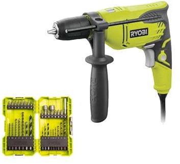Pack RYOBI - Perceuse à percussion RPD500-GC - 500W - Coffret empilable de 32 accessoires RAK32DDMIX mixte perçage - vissage - boulonnage