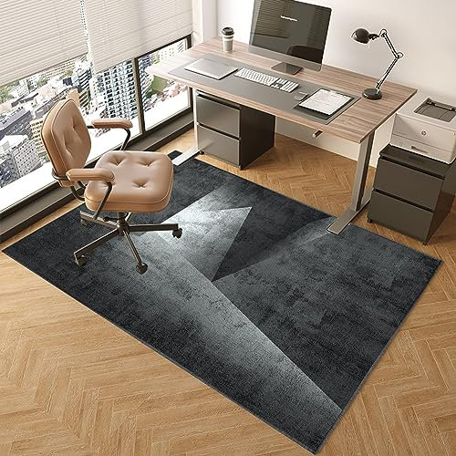 TOYOCC Bürostuhlmatte 160 x 200 cm Gaming Teppich Stuhlunterlage, Bodenschutzmatte für Hart- und Teppichböden, Schreibtischstuhl Unterlage Schutzmatte, Schwarz/Grau