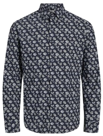 JACK & JONES Jprblaactive-Camiseta elástica L/S Sn Camisa Casual, Night Sky/AOP: Slim Fit, M para Hombre