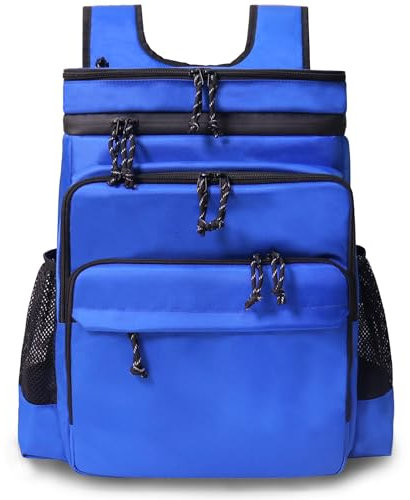 GiMiUiTo Doppelstöckiger Kühlrucksack, auslaufsicher, großer Kühlrucksack, isoliert, perfekte weiche Kühltasche für taktische, Camping, Picknick, Strand, Wandern, Blau
