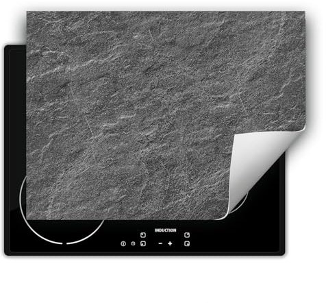 DarHaus Herdabdeckplatte 1 teilig 80x52 cm Küche Herdabdeckung Ceranfeld Herdabdeckplatten Anti Rutsch Matte Aufrollbar, grau - schiefer
