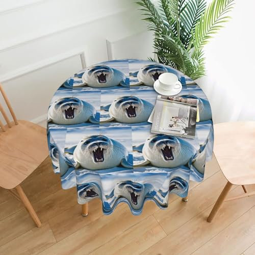 Runde Tischdecke mit Harfen-Siegelmalerei, 152,4 cm, wasserdichte Tischdecke für den Innen- und Außenbereich, Tischdekoration, Restaurants, Küche, Partys, Versammlungen, Outdoor, Bauernhaus, Urlaub