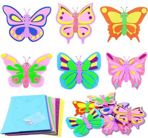 Aitsite Schmetterling-Bastelset für Kinder, Kunst- und Bastelbedarf mit Schaumstoff-Aufklebern, Geschenk, Lernspielzeug für Jungen und Mädchen, 12 Stück