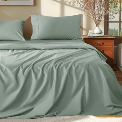 Shilucheng Juego de sábanas de 100% algodón Egipcio tamaño King, 1000 Hilos, sábanas de algodón de Lujo, Ropa de Cama y Fundas de Almohada Transpirables y refrescantes, Bolsillo de 40.6 cm de