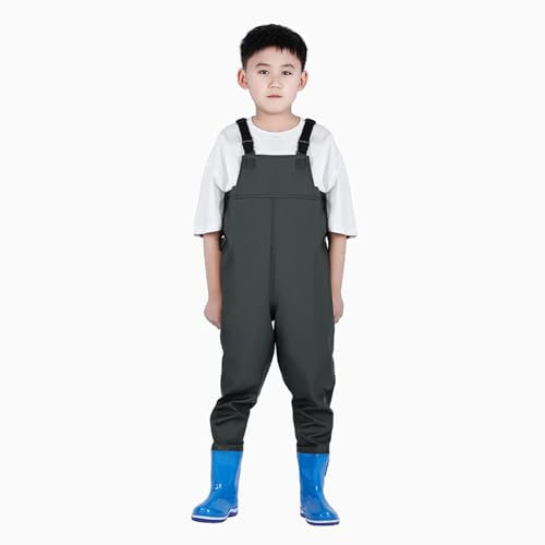 Wathose mit Brusthöhe,Teichhose mit Stiefeln,Angelhose mit Watstiefel,wasserdicht,atmungsaktiv,unisex,Kind,für Baustellen,Angeln,Bauernhöfe,Gärten,Arbeiten im Schlamm,Fliegenfischen