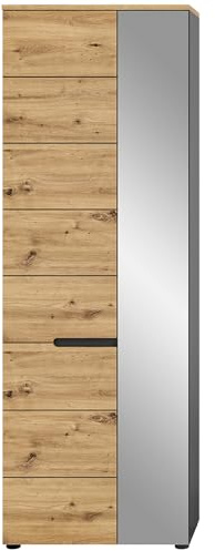 Lomadox Garderobenschrank Garderoben Hochschrank Flurschrank Schrank modern in Eiche mit grau