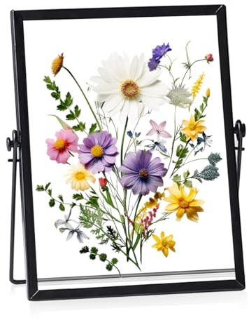 HyzaPhix Pressed Flower Frame Floating Picture Frame for Pressed Flowers, Photos, Pressed Dried Flowers, Plant Specimen, Tabletop Photo Frame for Home Office Decor, DIY Gifts (black 6x4 inches)