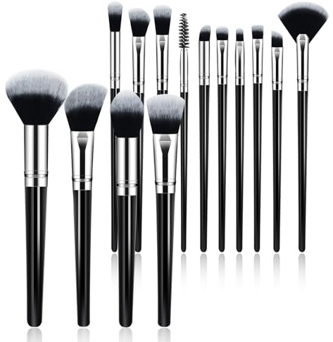 Makeup Brush Set, Premium Synthetic 14 Pcs Makeup Brushes, Travel Makeup Brush Set for Foundation, Concealer, Blush and Eyeshadow Brush(Black)