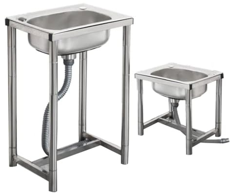 Kitchen Sink Lavandino Da Esterno Da Giardino - Vasca Singola In Acciaio Inossidabile Più Spesso Lavello - Filtri in acciaio e Tubi Scarico(H75cm/29.5inch)