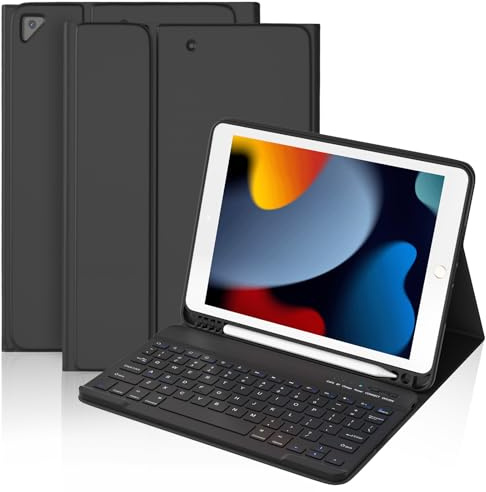 BQSS Custodia con tastiera per iPad da 10,2 pollici di 9a/8a/7a generazione, portapenne integrato e tastiera Bluetooth rimovibile magneticamente per iPad Air 3rd 2019/iPad Pro 10.5 2017