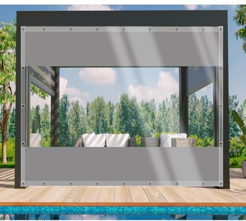 DGSFES Transparent Plane Abdeckplane mit ösen 2,2mx2,5m,0.5mm Terrassenplane Transparente Seitenplane mit ösen nach maß Zeltplane Wasserdicht für Balko Regenschutz Garten