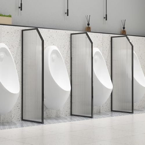SHANGDAOYU Öffentliche Toilette Männer Urinal Trennwand, 63 Zoll Hoch Sichtschutz for Männer, Edelstahl Urinal Glas Stopper for Haus, Mall Hotel, Restaurant Badezimmer(Black,3PIECES_63*15.7IN)