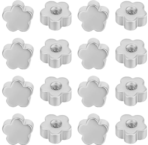 Beebeecraft 1 Caja de 50 Piezas de Tornillos de Acero Inoxidable (Orificio: Calibre 1.2mm /16) Tuercas de Repuesto para Pendientes de Flores Planas de Metal Y Plata para Hacer Joyas Y Pendientes