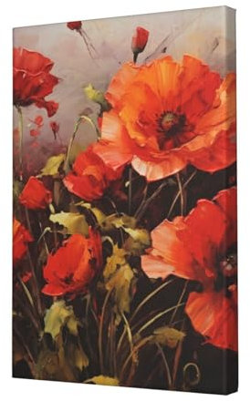 LPSRTWE Leinwanddrucke, Ölgemälde, rote Blume, Wandkunst, HD-Druck, Poster, Wandbehang für Schlafzimmer, Bild, Gemälde für Büro, Kunstwerk, Leinwandbilder für Wohnzimmer, Kunst, Wanddekoration, 30,5 x