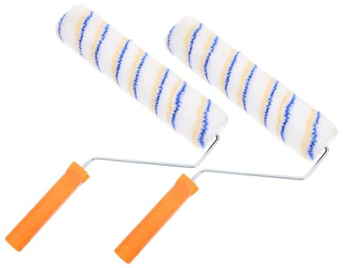 Uonlytech 2pcs 12-inch 300mm Paint Roller Brush Set Yellow Blue Striped Handle Wall Painting Tool for Home and DIY Wall Paint Application Random Color