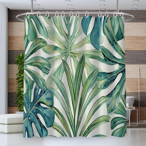 ALTCIRNMD Tenda Doccia Antimuffa Tenda Per Doccia Grande Poliestere 3D Monstera Astratta Tende Doccia Angolare Impermeabile Piante Tropicali180Wx220L Tenda Vasca Da Bagno Lavabile