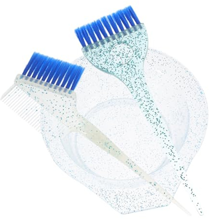 IWOWHERO Juego de Pincel y Cuenco Fácil de Aplicar y Limpiar para Teñir el Cabello de Plástico Azul Diseño Delicado para Tintura y Mezcla Profesional