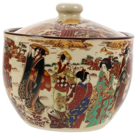 Alipis Pot À Thé Vintage En Porcelaine Boîte De Conservation Du Thé En Céramique Récipient À Thé Hermétique Boîte À Fruits Secs Boîte En Porcelaine Japonaise
