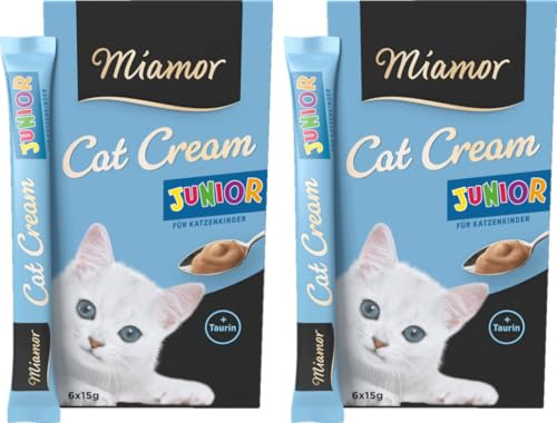 Miamor Cat Snack Cream Kitten (Huhn) | 2er Pack 6x15g + 1 Gratis-Sachet | Eine gesunde Belohnung ohne unnötige Zusatzstoffe | leckerer Schleck-Snack