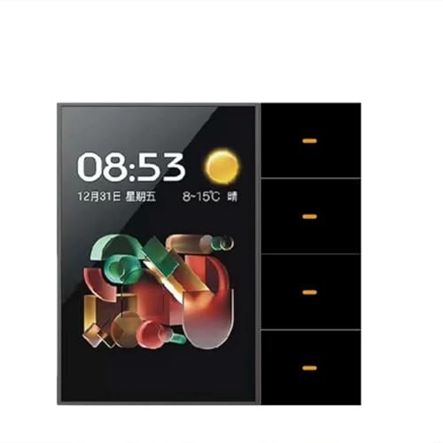Vocdikficy Interruptor de Pared Inteligente Tuya Zigbee de 3,5 Pulgadas con Pantalla Táctil, 4 Grupos, 8 Direcciones, Sensor de Radar, Interruptor de Atenuación, Hogar Inteligente A