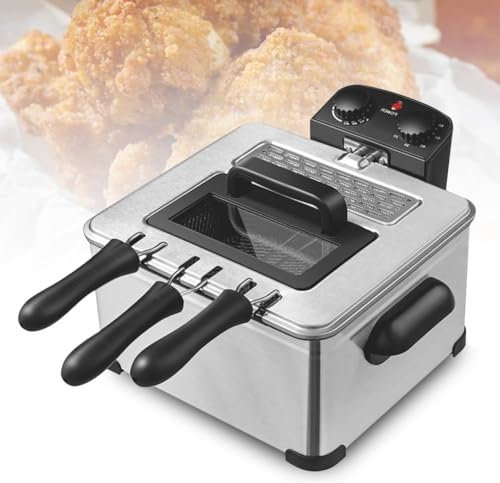 Multifunctional Electric Deep Fat Fryer, Stainless Steel Air Fryer with Viewing Window, Adjustable Temperature & Timer, Safety Handle for Home Kitchen and Restaurant