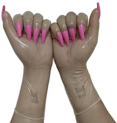 One Pair of Natural Latex Disposable Shaping Malaysian Latex Material Zentai Ultra Thin Soft High Elastic Shiny Kigurumi Men and Women Clothing Accessories Cosplay Latex Gloves with Nail Service