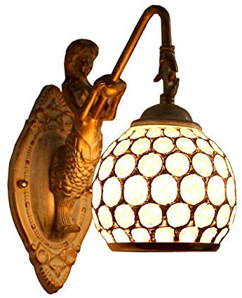 VGVSBG Lampade da Parete industriali, lampade da Parete in Resina Rustica, Applique da Parete con Paralume in Vetro Dipinto a Mano, Adatte per Il