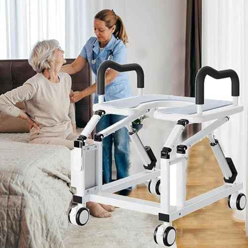Rialzo elettrico per WC con braccioli antiscivolo e ruote a 360°, sollevamento ergonomico per la sicurezza degli anziani