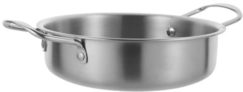 Sosoport Wok de Acero Inoxidable Asas Dobles, Sartén Resistente y Fácil de Limpiar para Cocina en Restaurante y Hogar Diseño Robusto y Funcional