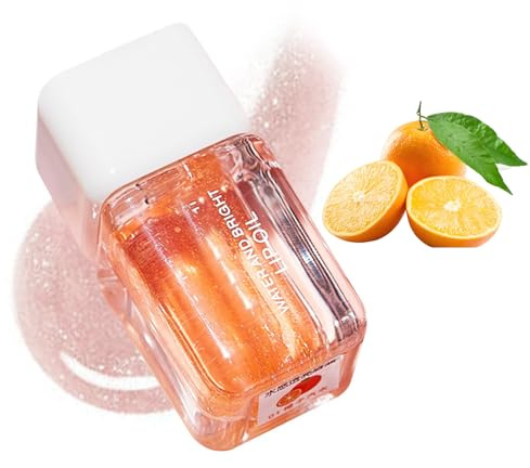 Pintalabios Hidratante Gel Labial Brillo de Cristal, Labial Transparente con Vitamina E,Naranja,Uva,Melocotón,Efecto Rellenador,3 ml Tamaño de Viaje,Maquillaje para Adolescentes (Orange)