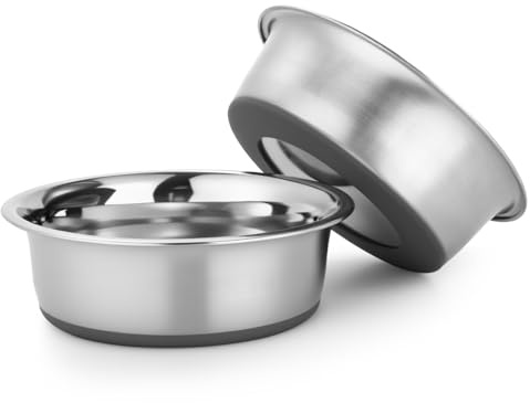 Zaxiva Hundenapf Edelstahl, 2er-Set, rutschfeste Gummiunterseite, Spülmaschinenfest, Leicht zu Reinigen, Rostbeständiger Futternapf Hund für kleine Hunde und Katzen, 520ml Hunde Napf Dog Bowl